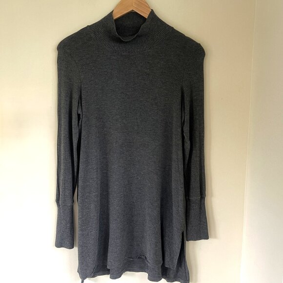 Eileen Fisher Tops - Eileen Fisher Viscose Jersey Mock Neck Tunic Top, Ash Gray, Size XS